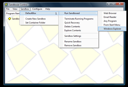 SandBoxie - запустить Windows Explorer в безопасной среде