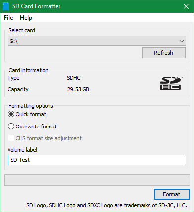 SD Card Formatter для Windows