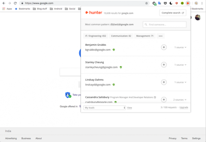 Hunter Расширение Google Chrome