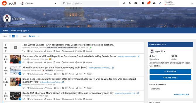 Reddit Политика Скриншот
