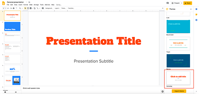 Как создать презентацию Google Slides Change Theme