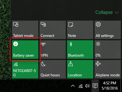 режим экономии заряда батареи windows 10
