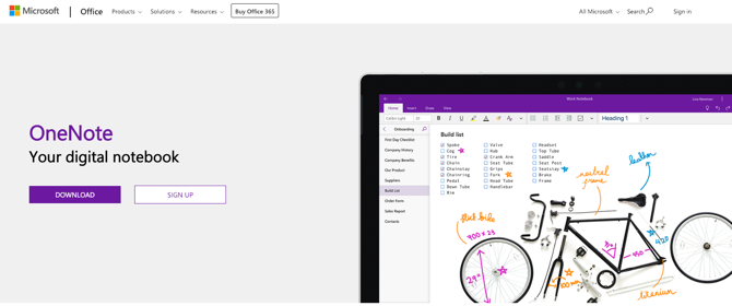 Скриншот OneNote