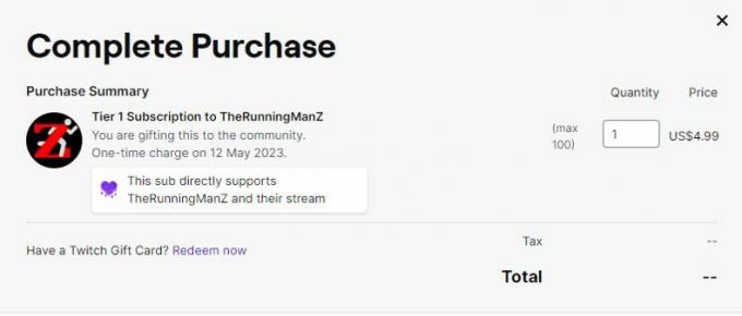 оформление подписки на twitch