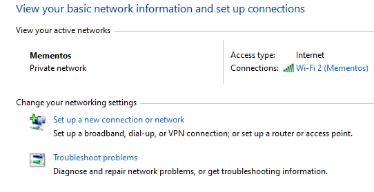 Панель управления Windows Network Options