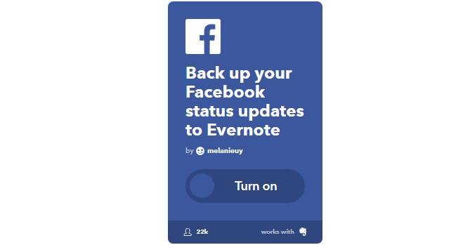 Окончательное руководство по IFTTT: используйте самый мощный веб-инструмент, такой как Pro 32IFTTT FBStatusToEvernote