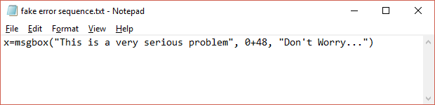 Скрипт фейковой ошибки для Windows