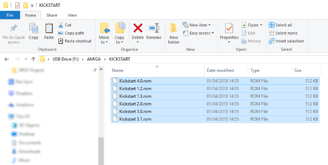 Скопируйте файлы Amiga Kickstart на USB