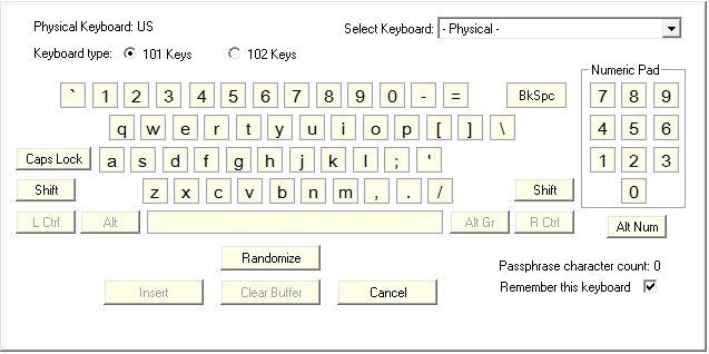 Виртуальная клавиатура для утилиты Password Safe