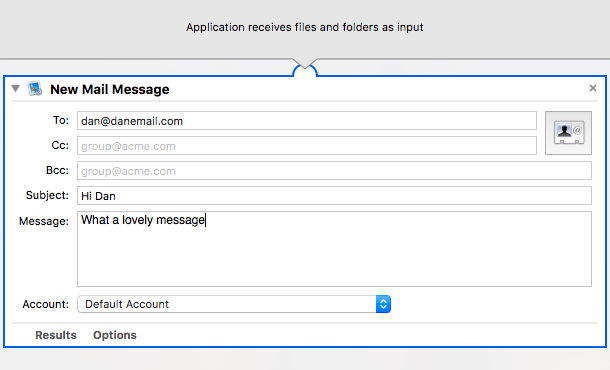 mac новое почтовое сообщение в приложении automator