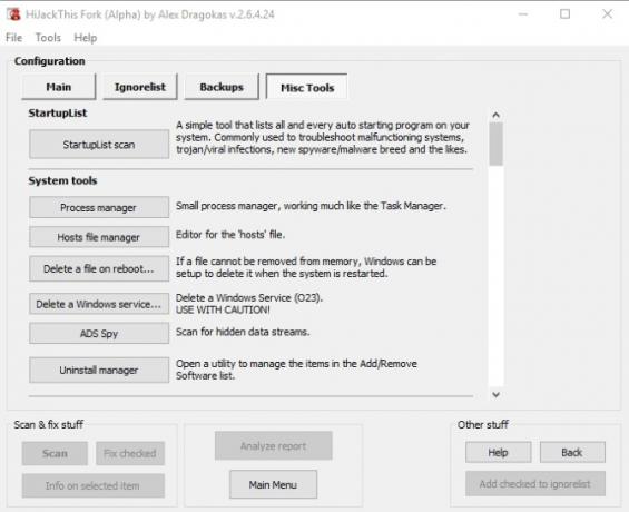 Получить Geeky и исправить свой компьютер с HijackThis Hijack This Fork Скриншот 1