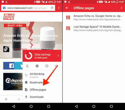 сохранять страницы в автономном режиме с Opera mini - раздел «Автономные страницы»