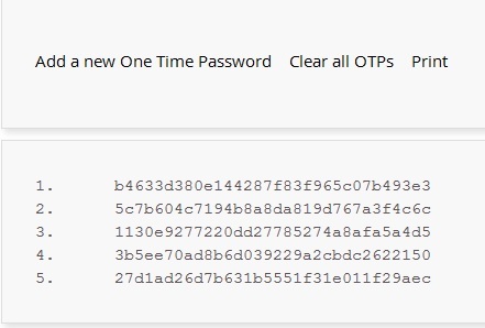 Список одноразовых паролей от LastPass