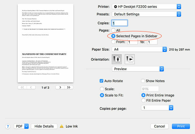 Как создавать, объединять, разбивать и размечать PDF-документы на Mac печатать выбранные страницы