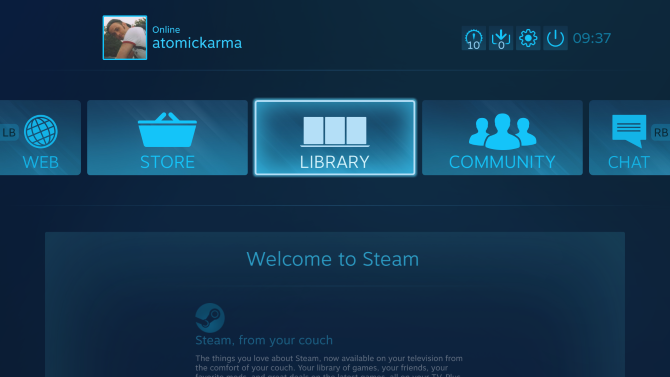 интерфейс устройства steam link