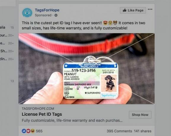 Размер рекламы в Facebook
