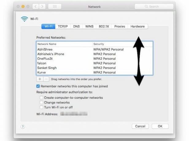 Mac установил приоритет Wi-Fi