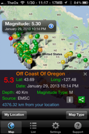 Quake Spotter - простой в использовании способ отслеживания землетрясений [iOS, Платные приложения бесплатно] QuakeSpotter03