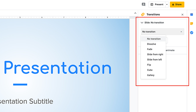 Как создать презентацию Google Slides New Transition