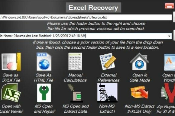 восстановить поврежденные данные Excel