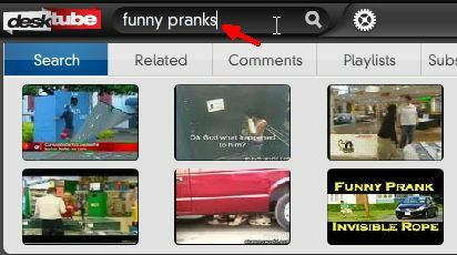 Поиск YouTube видео с рабочего стола с Desktube TV desk4