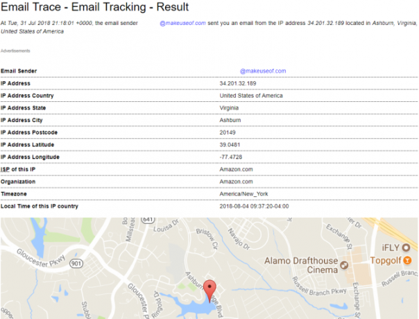 анализ заголовка электронной почты ip tracer