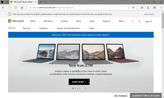 Скриншот Microsoft Edge