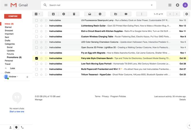 Скриншот классической темы Эндрю Пауэлла Gmail