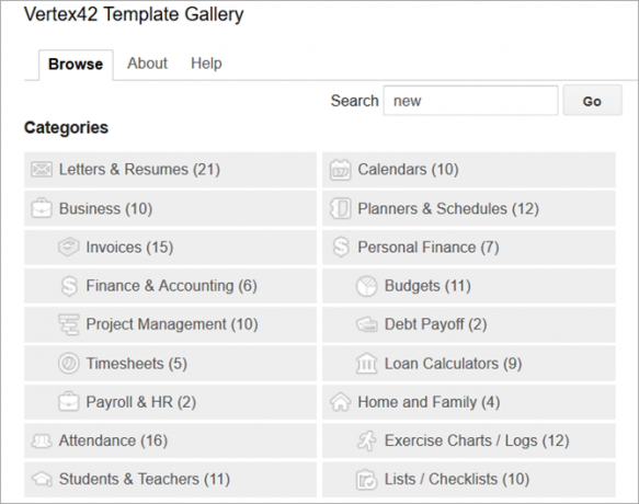 Vertex42 для шаблонов Google Sheets