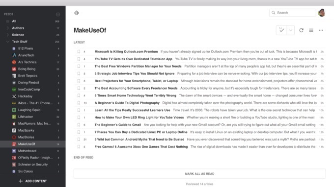 лучшие приложения Feedly Mac родной