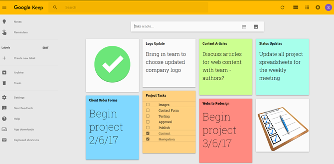 Как использовать Google Keep для простого управления проектами GoogleKeepMainPage web