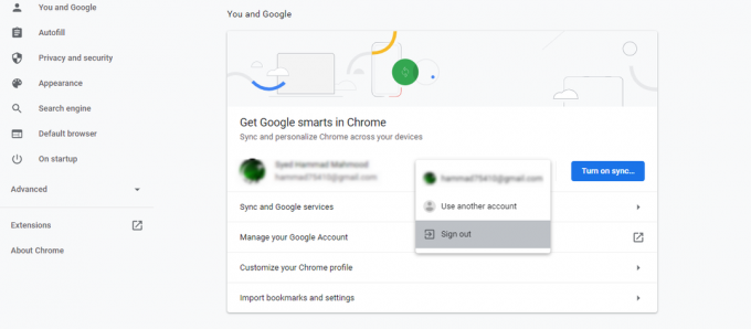Выход из профиля Chrome