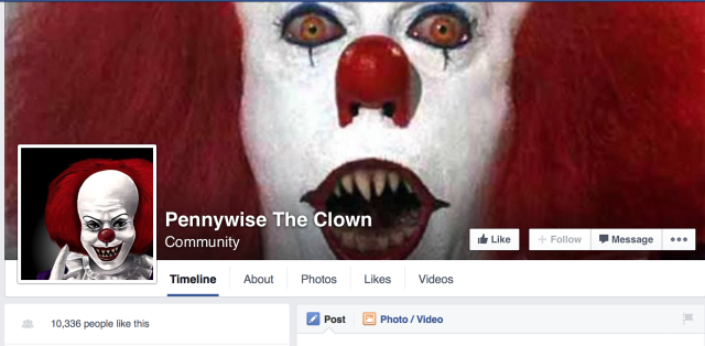 Pennywise страница клоуна Facebook