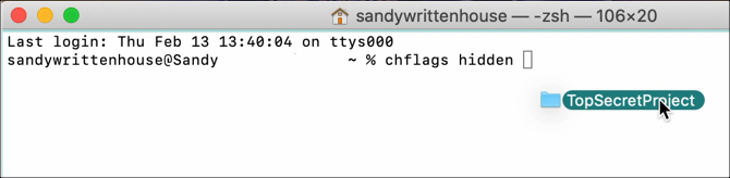 Терминал Скрыть файл на Mac