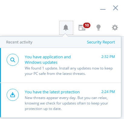 McAfee-уведомления