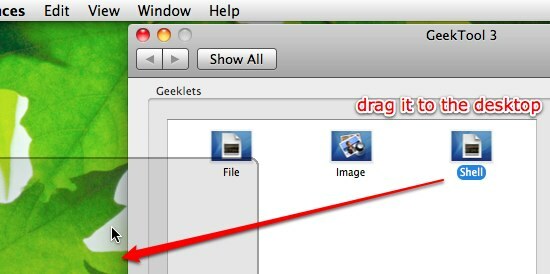 GeekTool - отображение системной информации на Mac в стиле 02 Перетащите консоль оболочки