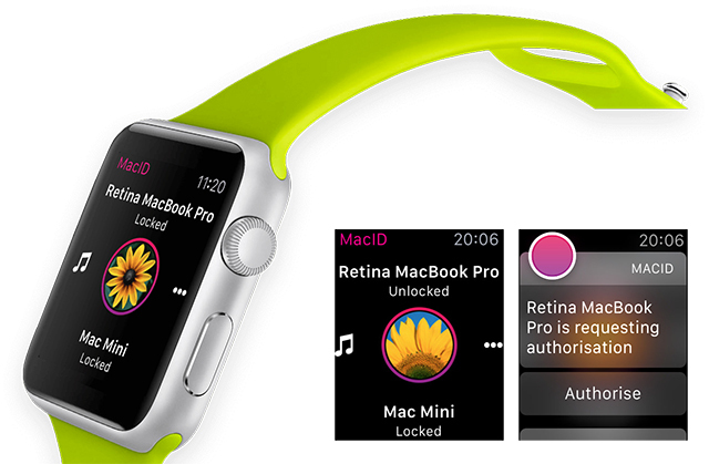 Разблокируйте свой Mac с помощью Apple Watch или Android Wear Device macid watch