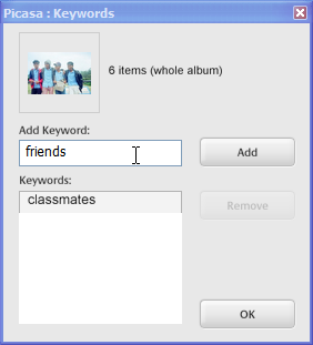 Picasa - ключевые слова для фотографий
