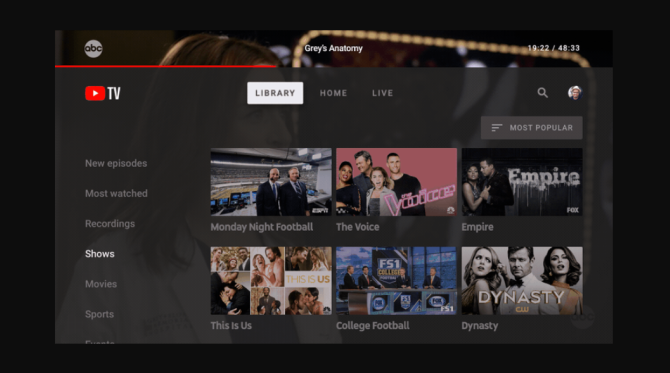 YouTube TV получил свое собственное приложение для телевидения