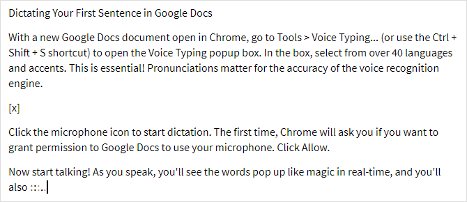 Голосовая печать Google Doc: секретное оружие для повышения производительности Пример голосовой печати Google Docs