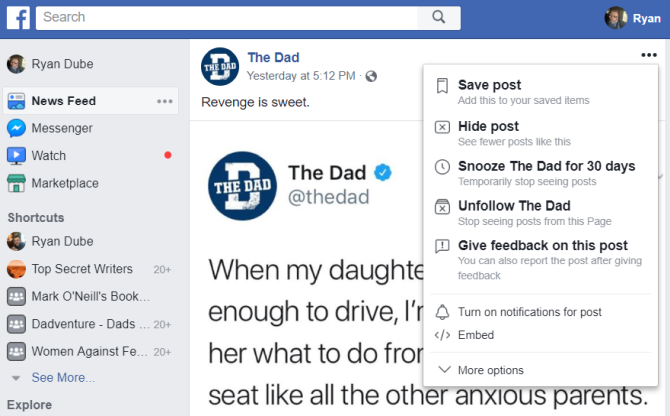Варианты постов на Facebook - отличные места для вставки символов