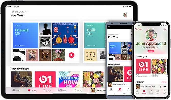 Изображение подписки Apple Music на разных устройствах